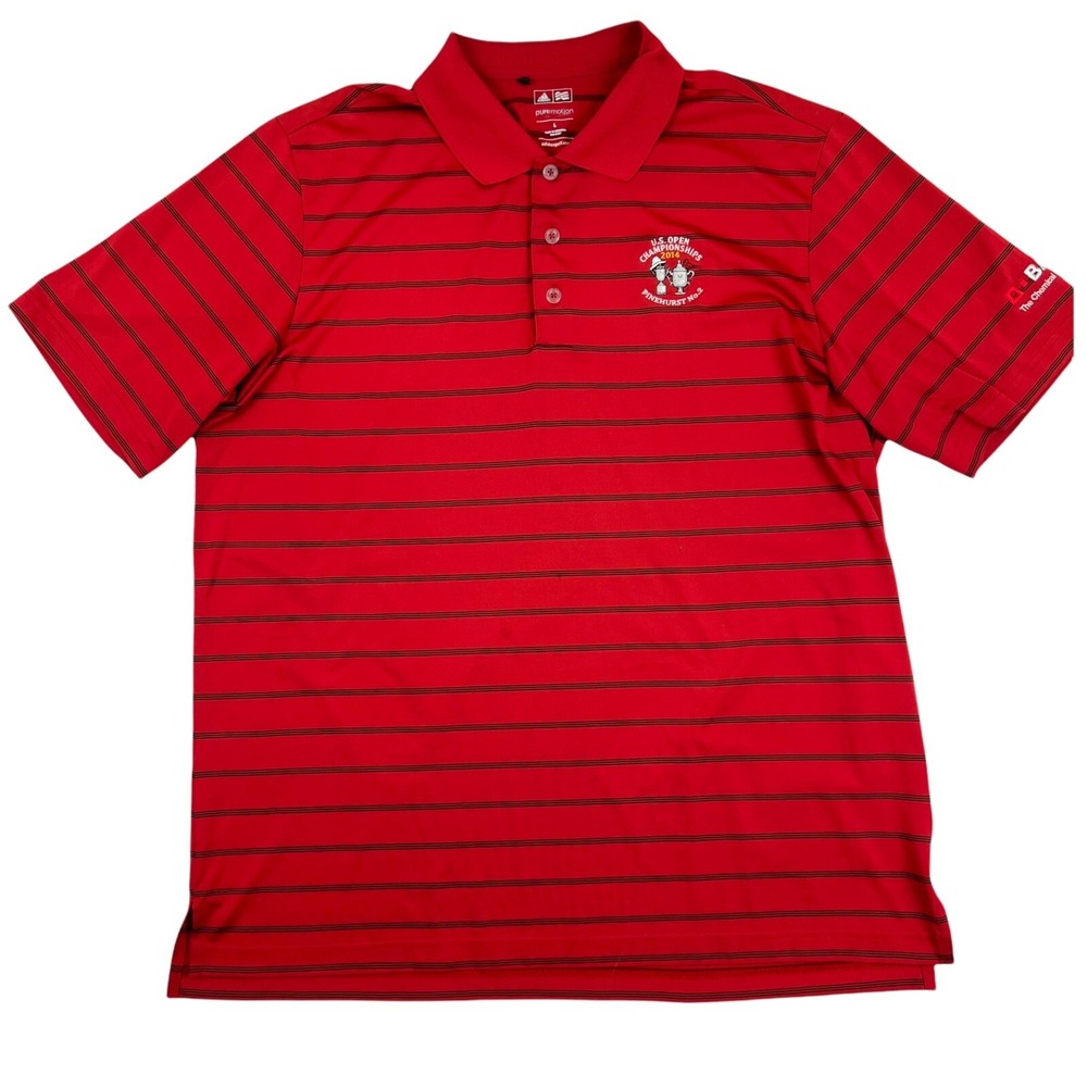 Adidas Puremotion Men's U.S. Open Pinehurst No. 2 2014 Golf Red Polo Sz L S/S